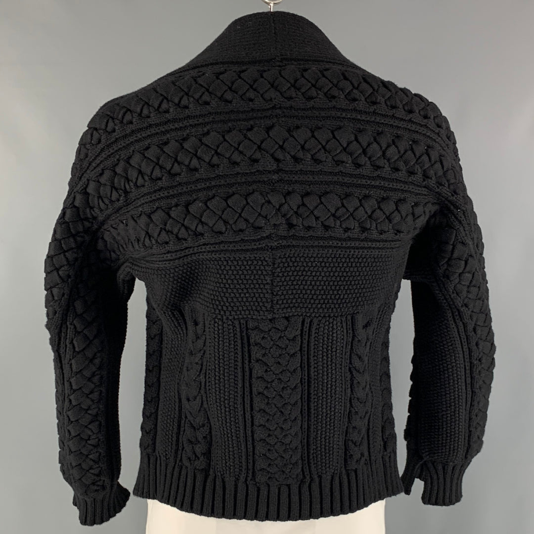 BURBERRY Size L Black Knitted Cotton Polyester Boat Neck Sweater