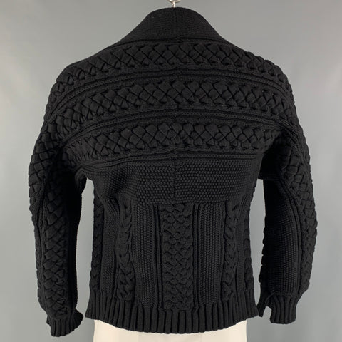 BURBERRY Size L Black Knitted Cotton Polyester Boat Neck Sweater
