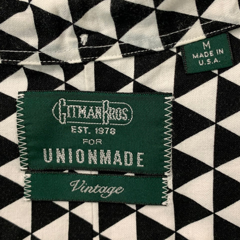GITMAN BROS Size M Black & White Triangle Cotton One pocket Long Sleeve Shirt