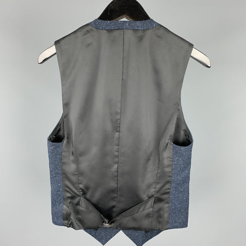 THEORY Size XS Navy Heather Silk / Wool Buttoned Vest