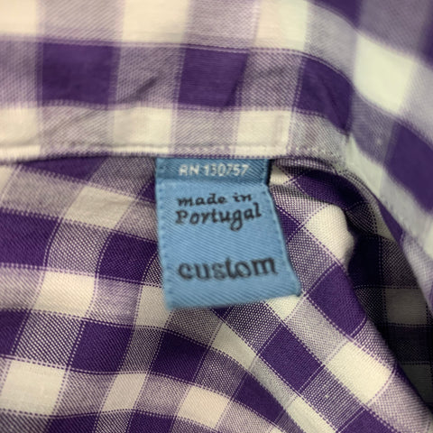SEIZE SUR VINGT Size XL Purple & White Checkered Cotton Long Sleeve Shirt