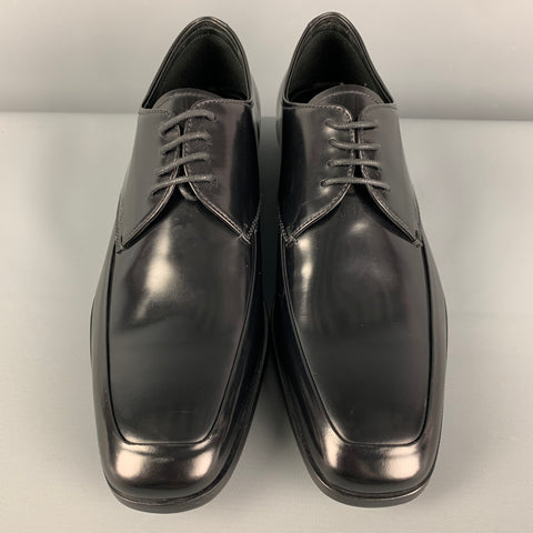 PRADA Size 8 Black Leather Lace Up Shoes