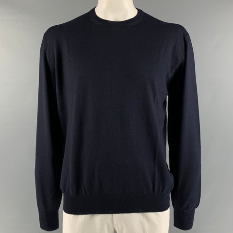 PIATTELLI Taille XL Pull à col rond en laine marine