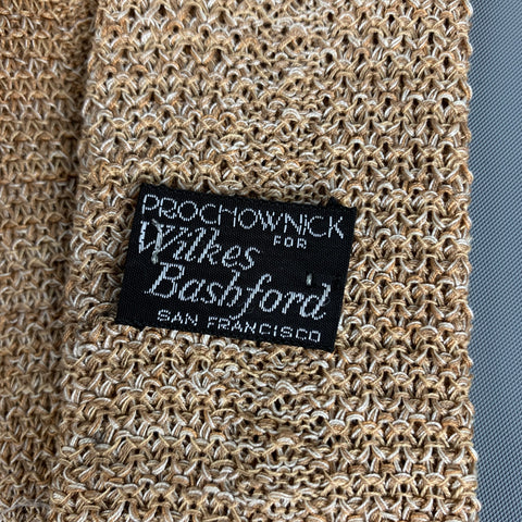 Vintage WILKES BASHFORD Khaki Knitted Silk Tie