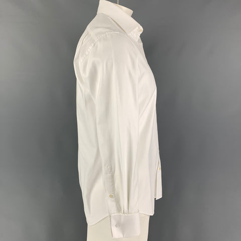 HAGEN Size L White Cotton Button Up Long Sleeve Shirt