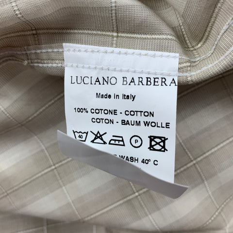 LUCIANO BARBERA Size L Beige Window Pane Cotton Button Down Long Sleeve Shirt