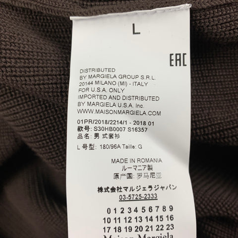 MAISON MARGIELA Size L Brown Ribbed Cotton Zip Up Cardigan