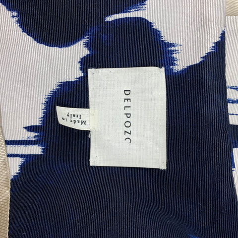 DELPOZO Size 6 Navy White Viscose Abstract Floral Wool Collarless Coat