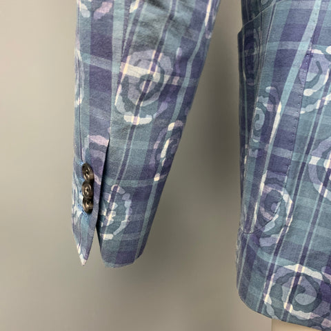 SOUTHWIK for JOURNAL STANDARD Size 34 Short Blue Plaid Notch Lapel Sport Coat