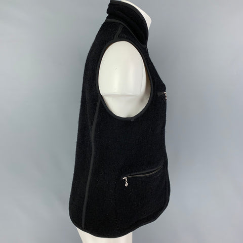 VISVIM Chaleco boa reversible con botones de lana texturizada negra talla M