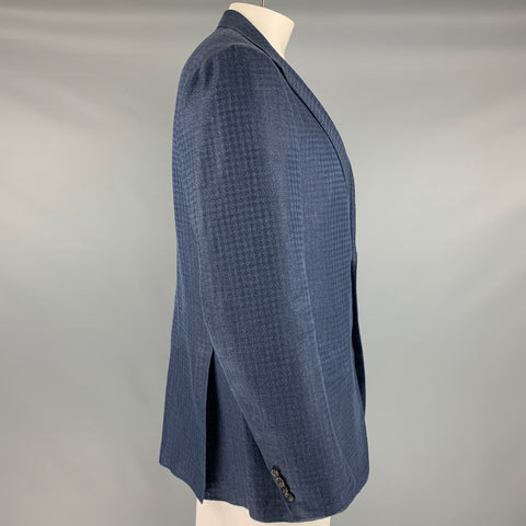 SARTORIO Taille 44 Manteau de sport en laine, lin et soie bleu marine diamant