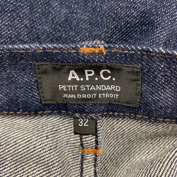 A.P.C. Size 32 Indigo Contrast Stitch Selvedge Denim Cropped Jeans