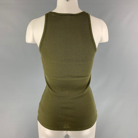 RALPH LAUREN Size S Olive Mercerized cotton Ribbed T-Shirt - Womens