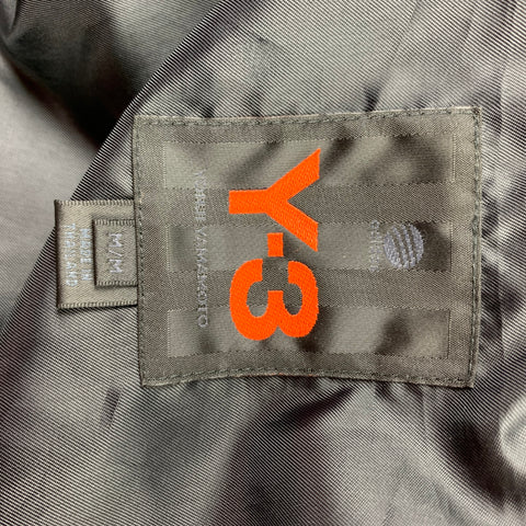 Y-3 Size M Black Polyester Zip Up Hooded Jacket