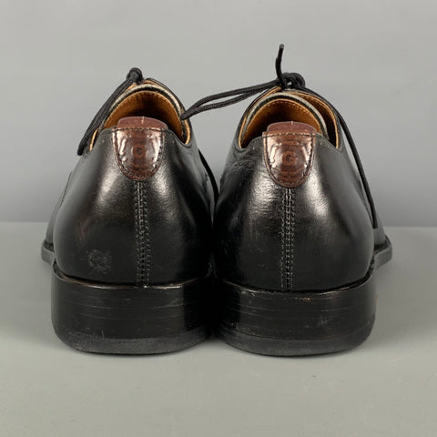 GRENSON Talla 9 Zapatos con cordones de cuero perforado negro