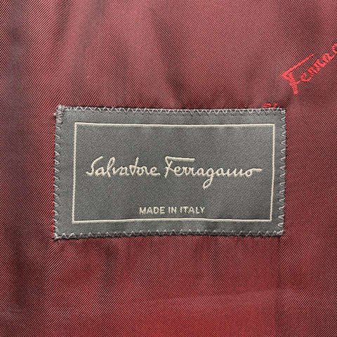 SALVATORE FERRAGAMO Taille 40 Manteau de sport à revers en laine noire avec panneau en satin