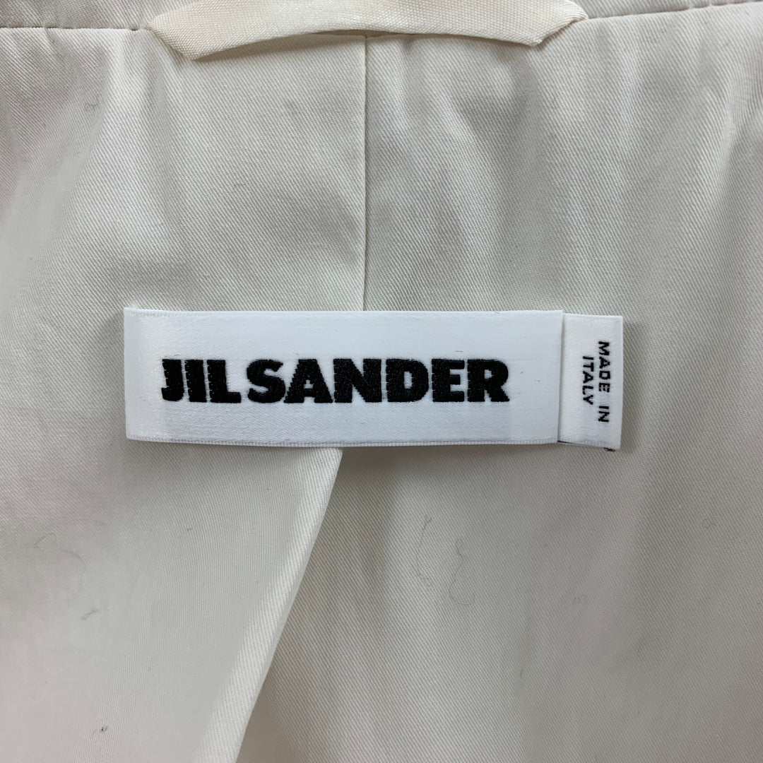 JIL SANDER Size 4 Cream Cotton Notch Lapel Jacket