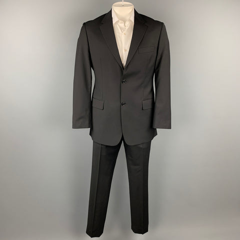SAND Taille 42 Costume à revers cranté en laine noire régulière