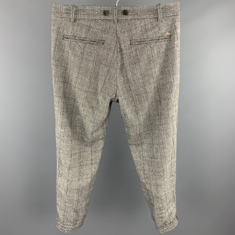 DIESEL Size 34 Black & White Glenplaid Wool Blend Button Fly Dress Pants
