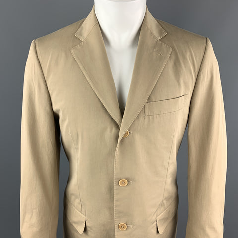 LUCIANO BARBERA 38 Regular Khaki Cotton Suit