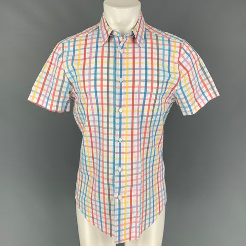 MR TURK Size M Multi-Color Checkered Cotton Short Sleeve Shirt