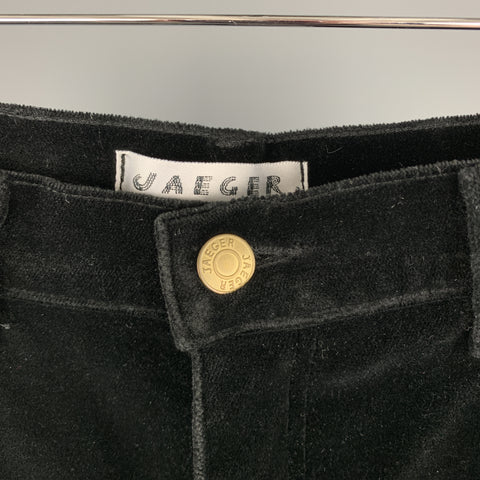 JAEGER Size 12 Black Stretch Velvet Jeans