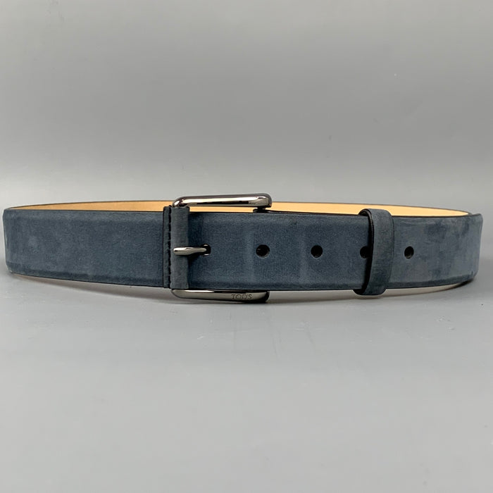 TOD'S Size 36 Blue Suede Belt
