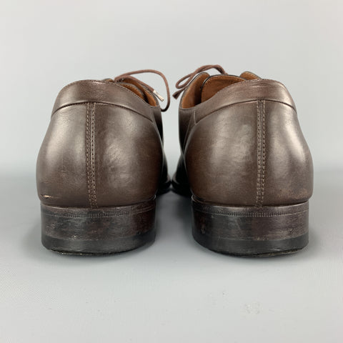 A. TESTONI Size 13 Brown Leather Cap Toe Lace Up