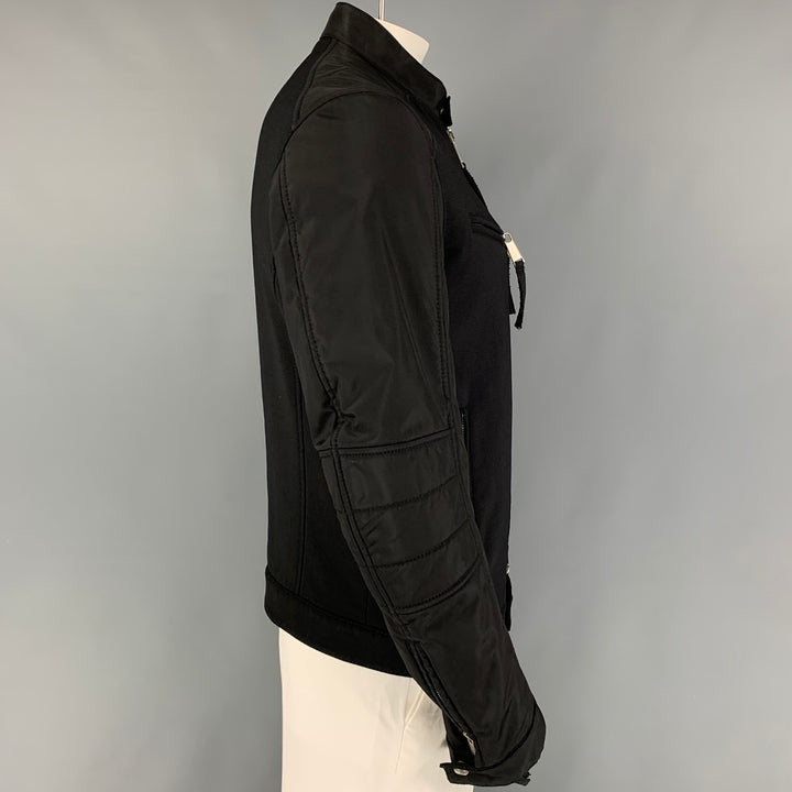 DSQUARED2 Size 44 Black Mixed Fabrics Wool Blend Zip Up Jacket