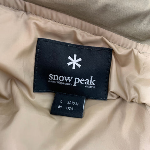 SNOW PEAK Size M Olive Quilted Cotton / Linen Down Filled Zip Up Jacket