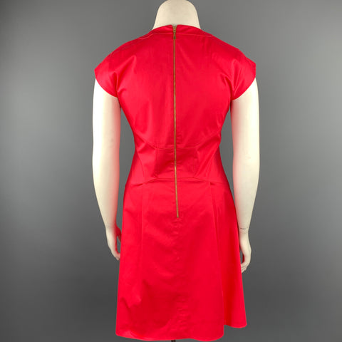 KATE SPADE Size 12 Coral Pleated Cotton Sheath Dress