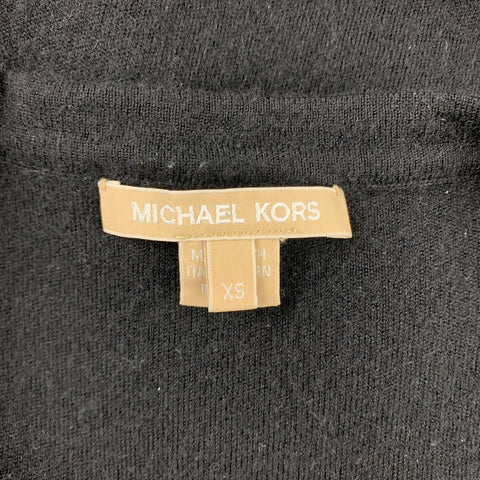 MICHAEL KORS Suéter tipo jersey de cachemira con cuello en V, color negro, talla XS