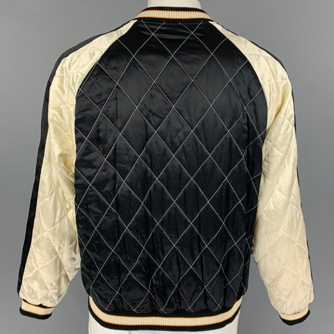MCQ by ALEXANDER MCQUEEN Size 34 Black Beige Quilted Reversible Bomber Jacket