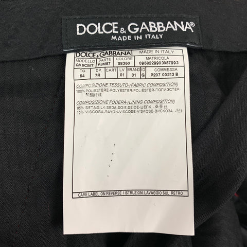 DOLCE & GABBANA Sicilia Size 44 Regular Red Jacquard Polyester Notch Lapel 3 Piece Suit