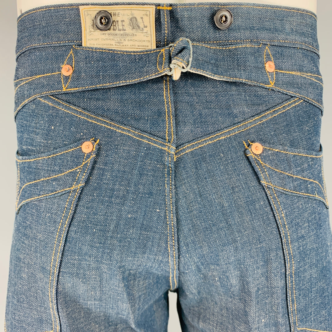 RRL by RALPH LAUREN Size 36 Indigo Contrast Stitch Selvedge Denim Zip Fly Jeans