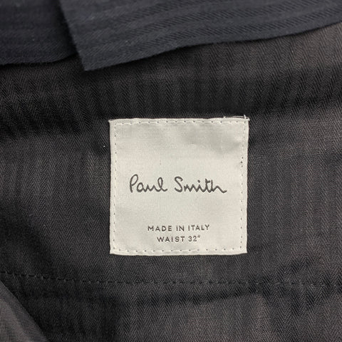 PAUL SMITH Size 32 Black & White Window Pane Wool Zip Fly Dress Pants