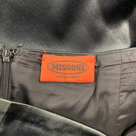 MISSONI Size M Black Satin Pencil Skirt