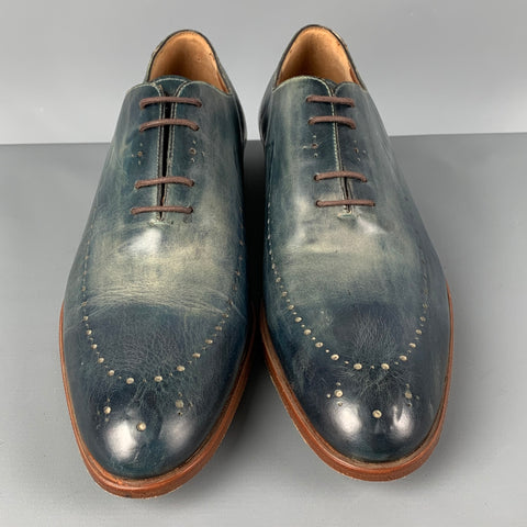 FRATELLI ROSSETTI Size 9.5 Green Antique Leather Lace Up Shoes