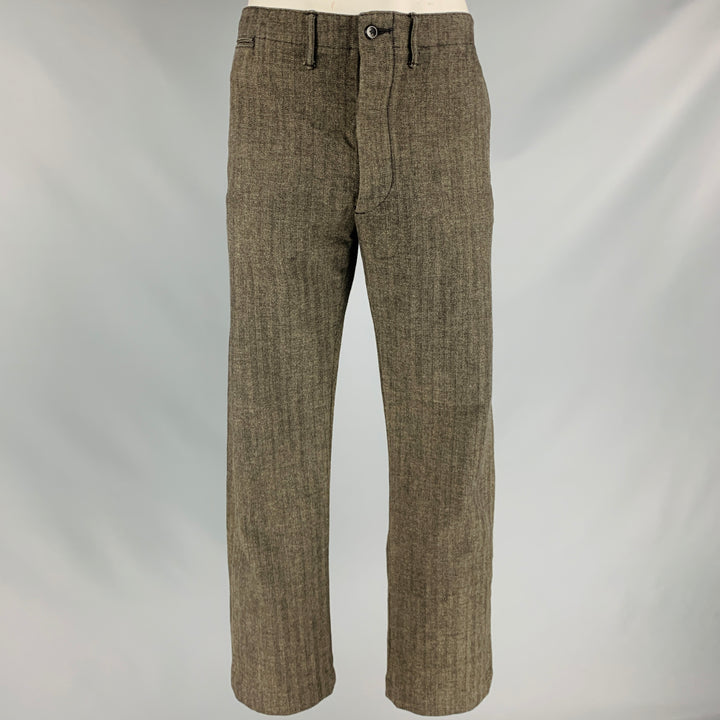 RRL by RALPH LAUREN Size 36 Grey Herringbone Cotton Blend Casual Pants