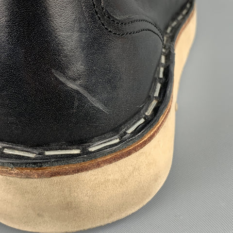 MAISON MARTIN MARGIELA Size 11 Black Leather Crepe Sole Lace Up