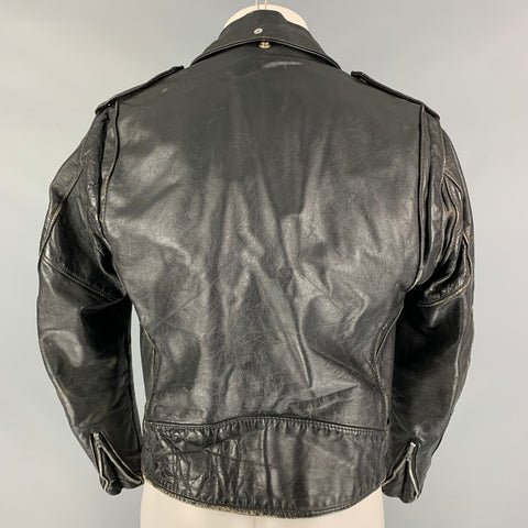 SCHOTT Perfecto Size 40 Black Distressed Leather Motorcycle Jacket