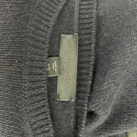 BURBERRY PRORSUM Fall Winter 2010 Size XS Navy Knitted Wool Crew-Neck Gold Tone Button Epaulettes Sweater