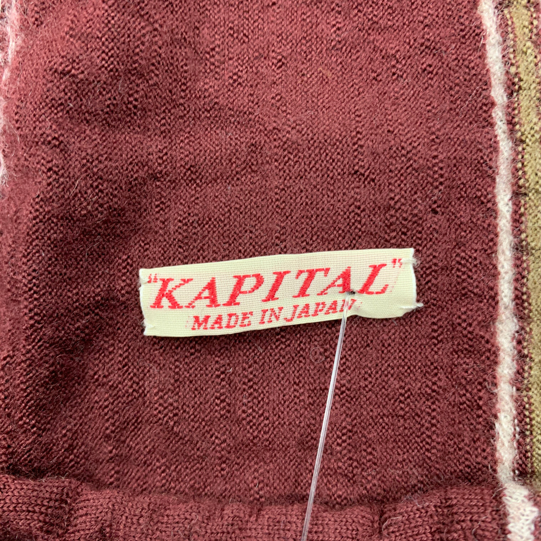 KAPITAL Écharpe en laine brodée marron et noire