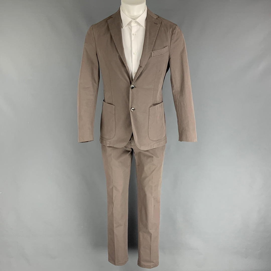 BOGLIOLI Size 36 Grey Cotton Notch Lapel Suit