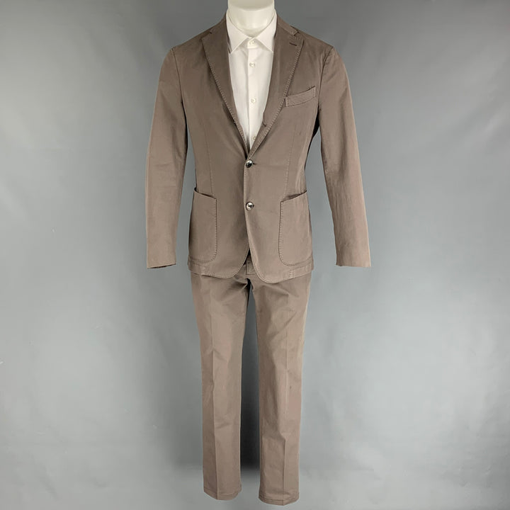 BOGLIOLI Size 36 Grey Cotton Notch Lapel Suit