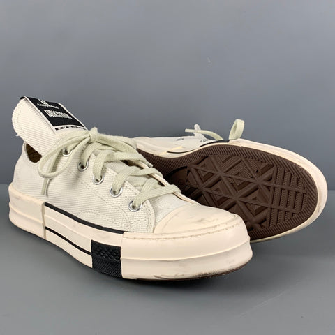 CONVERSE x DRKSHDW Size 7 Off White Black Canvas Low Top Sneakers