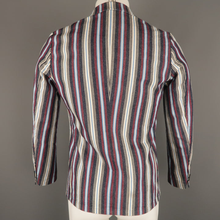 The Stylist Japan Size XS Red White & Blue Stripe Cotton Notch Lapel Sport Coat