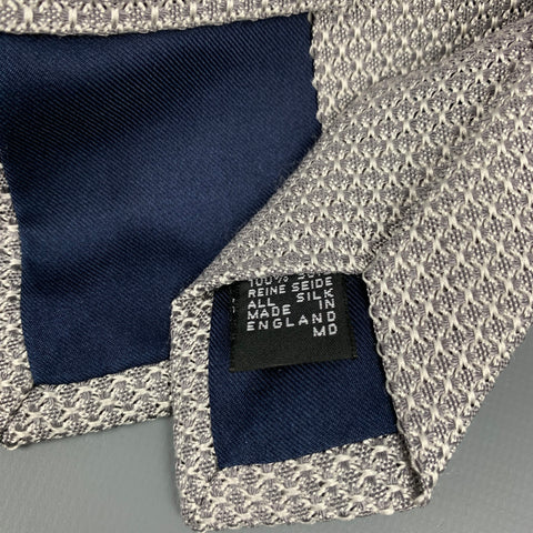 DRAKES LONDON Light Gray & Silver Textured Silk Tie