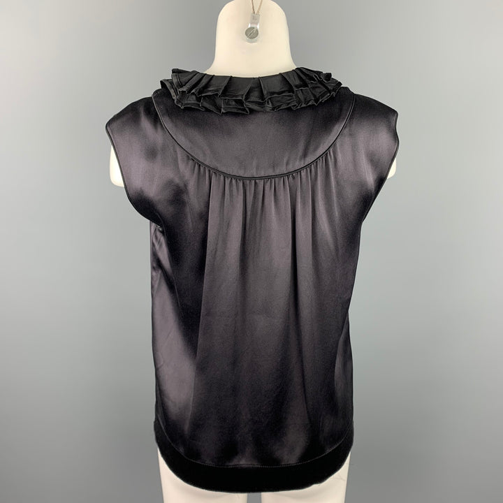 MARC JACOBS Size 6 Black Satin Silk Sleeveless Dress Top