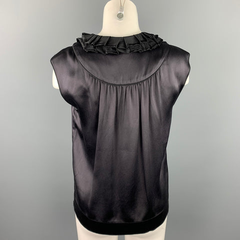 MARC JACOBS Top de vestir sin mangas de seda satinada negra talla 6